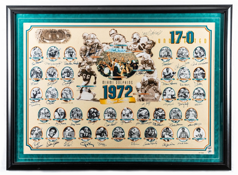 Miami Dolphins 1972 Super Bowl Champions "Perfect Season" Limited-Edition #317/500 Team-Signed Framed Print (33” x 45”) 