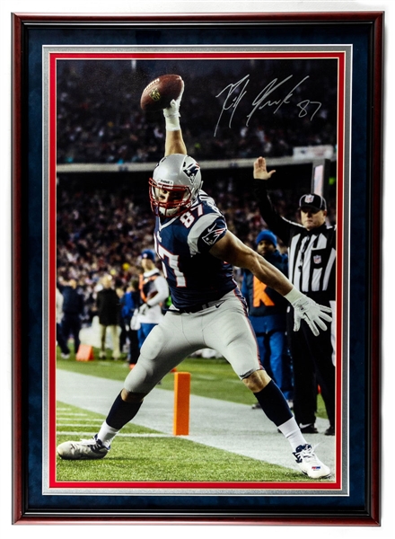 Rob Gronkowski Signed New England Patriots Framed Canvas (26" x 36") – PSA/DNA Authenticated 