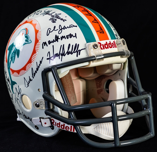 Miami Dolphins 1972 Super Bowl Champions "Undefeated" Team-Signed Full-Size Riddell Helmet with COA 