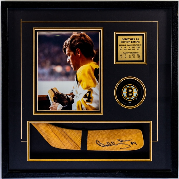 Bobby Orr Boston Bruins Signed Stick Blade Shadow Box Display with GNR COA (21" x 21") 