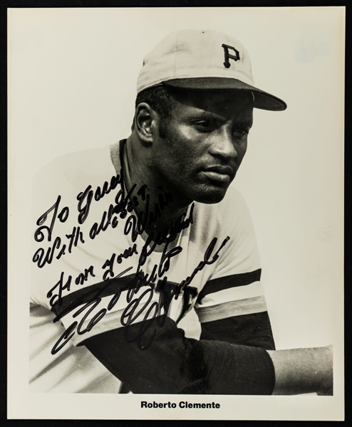 Deceased HOFer Roberto Clemente Signed Pittsburgh Pirates Photo with JSA LOA 