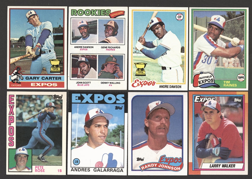 Montreal Expos 1976 to 2005 Topps Baseball Card Collection Including Carter, Dawson, Raines, Johnson, Walker, Martinez and Guerrero