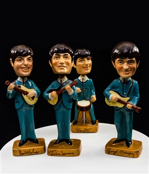 1964 Beatles Car Mascots Inc. Bobbing Heads / Nodders Set of 4 in Partial Original Box