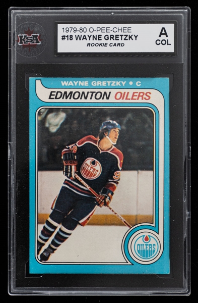 1979-80 O-Pee-Chee Hockey Card #18 HOFer Wayne Gretzky Rookie - Graded KSA Authentic (Col)