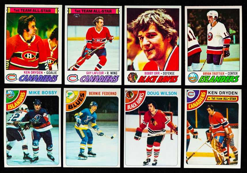 1977-78 and 1978-79 Topps Hockey Complete Mid-to-High Grade 264-Card Sets Plus 1978-79 Empty Wax Box, Pack & Wrappers