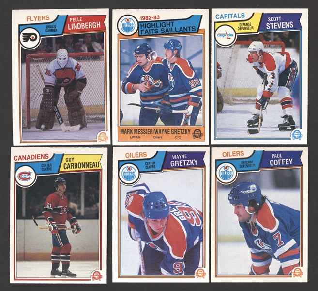 1983-84 O-Pee-Chee Hockey Complete High Grade 396-Card Set Plus Empty Wax Boxes (2), 90+ Wrappers and Extra Cards (650+)