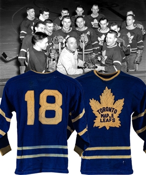 Toronto Maple Leafs Early-to-Mid-1950s Game-Worn Wool Jersey - Team Repairs!