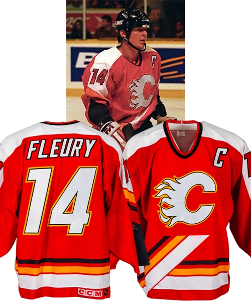 Theoren Fleurys 1995-96 Calgary Flames Game-Worn Captains Jersey - 46-Goal Season! - Photo-Matched!