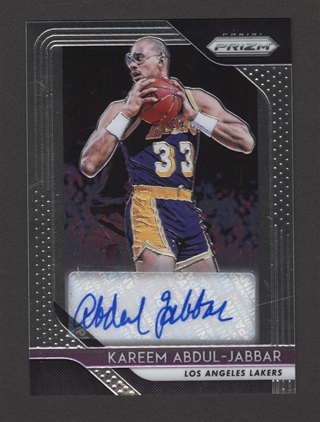 2018-19 Panini Prizm Signatures Prizm Basketball Card #S-KAJ Kareem Abdul-Jabbar Auto