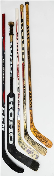 Ottawa Senators 1990s to 2010s Game-Used / Team-Signed Stick Collection of 4 including Randy Cunneyworth 