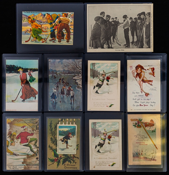 Vintage Hockey / Skating Postcard and Ephemera Collection (25 Pieces)