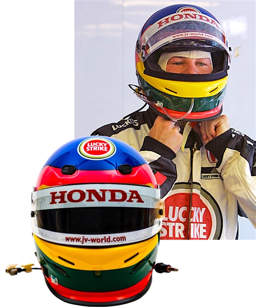 Jacques Villeneuve’s 2003 Lucky Strike BAR Honda F1 Team Bell Race-Worn Helmet – Photo-Matched!