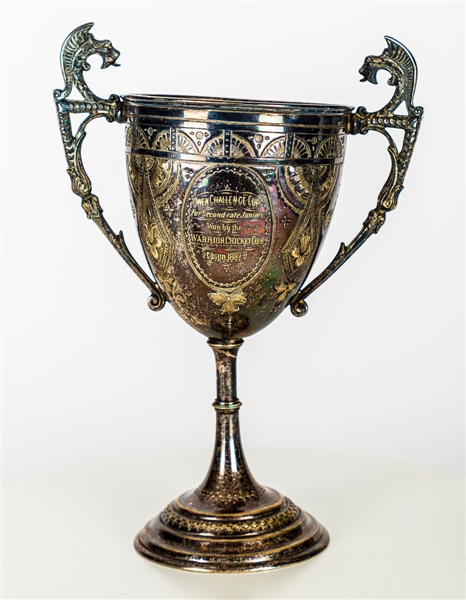 Owen Challenge Cup 1887-88 Trophy Presented to the Warrior Cricket Club (10") Plus 1962 Cricket Trophy Ball with Base 