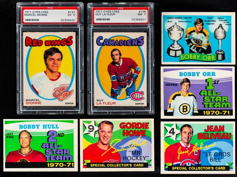 1971-72 O-Pee-Chee Hockey Near Complete Mid-Grade Card Set (261/264) Including PSA-Graded Cards of #148 HOFer Guy Lafleur Rookie (NM 7) and #133 HOFer Marcel Dionne Rookie (EX 5)