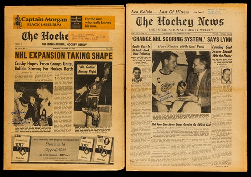 Deceased HOFer Gordie Howe Signed Detroit Red Wings Publications/Newspapers (15)