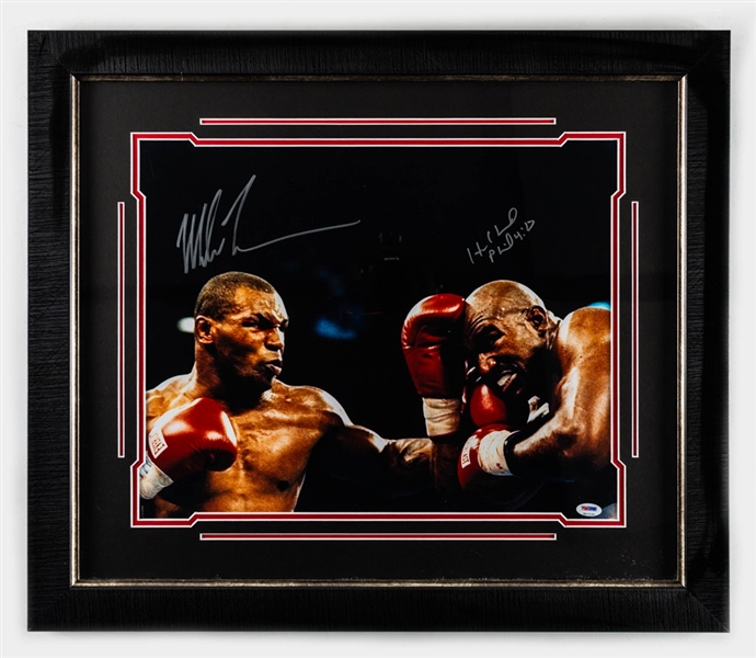 Mike Tyson and Evander Holyfield Dual-Signed Framed Photo with PSA/DNA COA