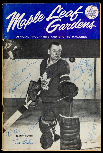 Toronto Maple Leafs 1962-63 Stanley Cup Championship Season Team-Signed Program by 16 Including Deceased HOFer Tim Horton with LOA
