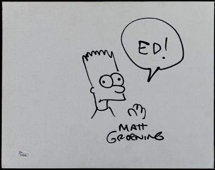 Matt Groening "The Simpsons" Signed Bart Simpson Sketch on Canvas Board with JSA LOA (11" x 14")
