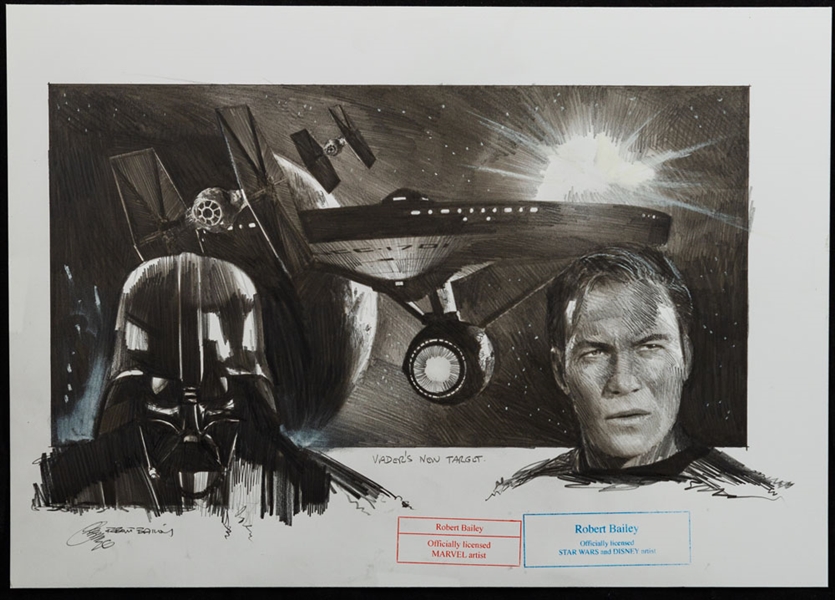 "Vaders New Target" Star Wars Original Licensed Art Illustration by Star Wars and Disney Artist Robert Bailey (10 ½” x 14 ½”)