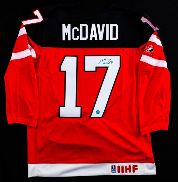 Connor McDavid Signed 2015 World Junior Championships Team Canada Alternate Captains Jersey with COA