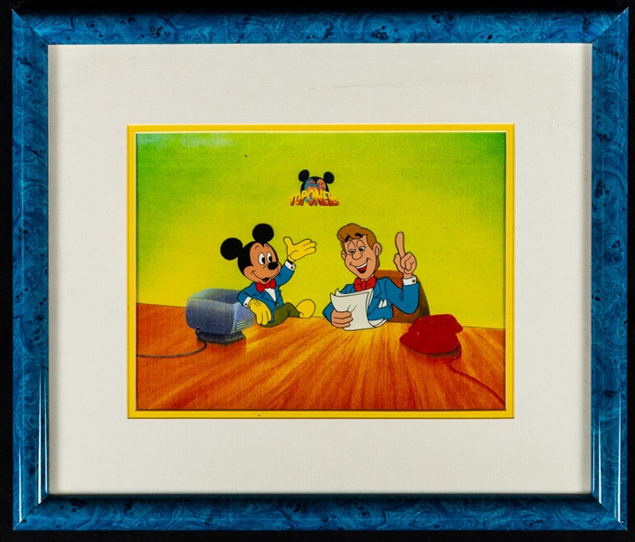 Mickey Mouse "Toponews" Framed Animation Cel Plus Another, Winnie Woodpecker "Lovebirds" Serigraph Cel and Lou Scheimer Signed Fat Albert Hand-Painted Limited-Edition Cel #102/500