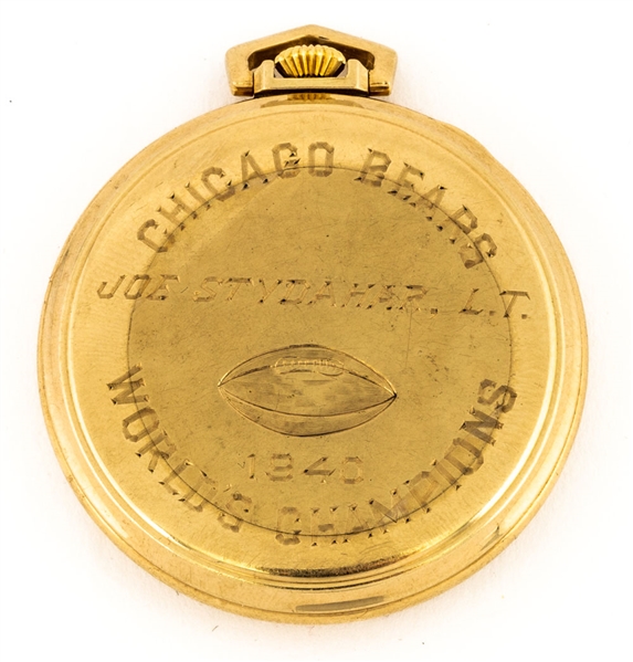 Joe Stydahars 1940 Chicago Bears Worlds Champion Pocket Watch