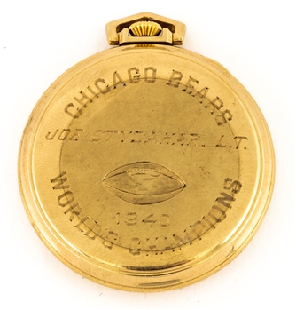 Joe Stydahars 1940 Chicago Bears Worlds Champion Pocket Watch