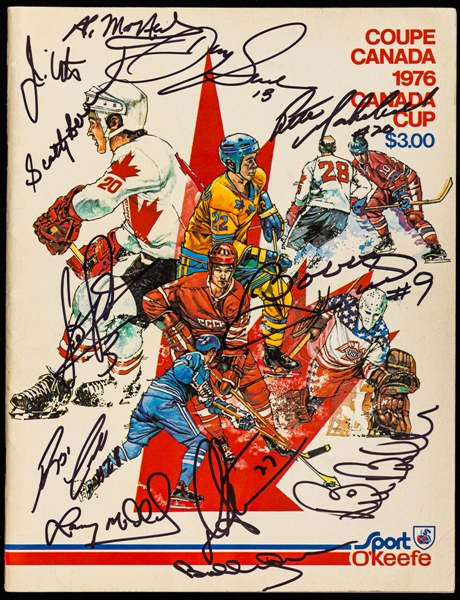 Team Canada Multi-Signed 1976 Canada Cup Program Including Tournament MVP Bobby Orr