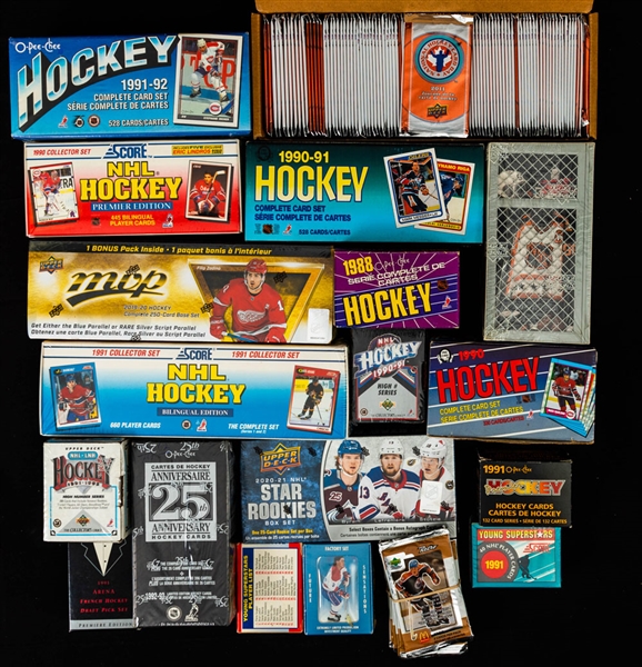 1987-88 to 2020-21 O-Pee-Chee, Upper Deck, Score and Topps Hockey and Baseball Factory Sets, Wax Boxes and Packs Collection
