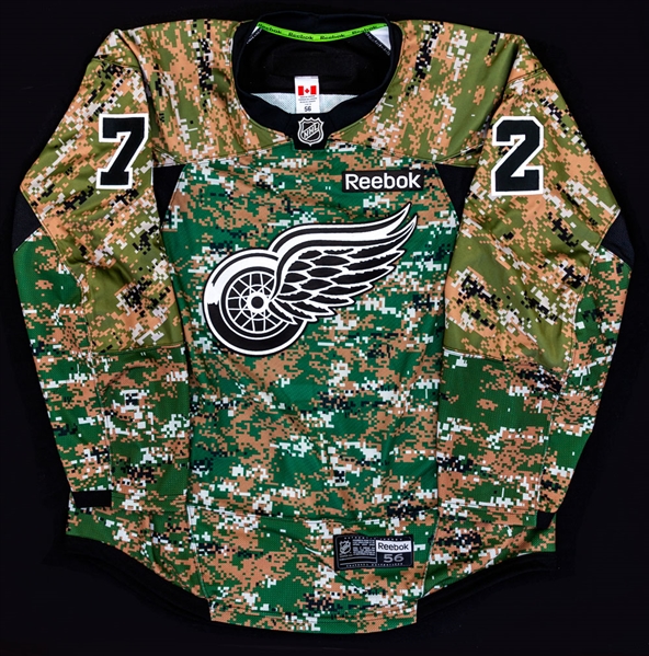 Andreas Athanasious November 15th 2016 Detroit Red Wings Signed Military Night Game-Issued Warm-Up Jersey and Socks