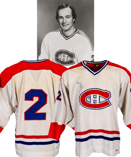 Steve Shutts/Gaston Gingras 1979-80 Montreal Canadiens Game-Worn Jersey with LOA - Team Repairs! - Photo-Matched to Shutt!
