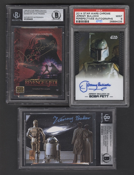 Star Wars Signed Card Collection (10) Including Dave Prowse (Darth Vader), Kenny Baker (R2-D2), Jeremy Bulloch (Bobba Fett) and Others - All Certified Autographs