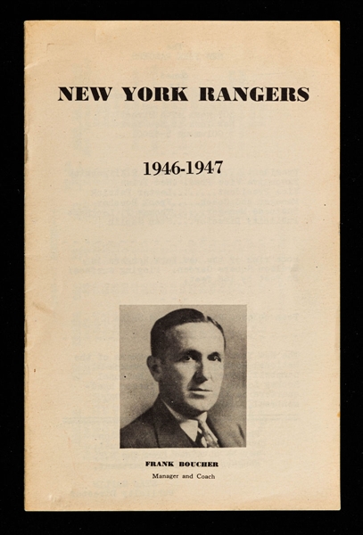 Scarce 1946-47 New York Rangers Media Guide - Predates the Known "Inside the Blue Shirt" Media Guides (The Barry Meisel Collection)
