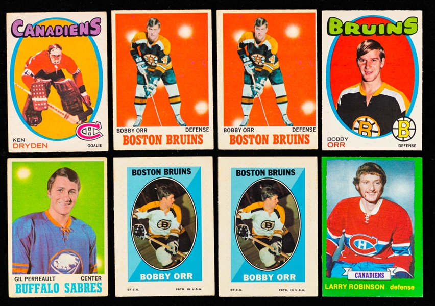 1950s to 1980s Hockey Cards (250+) Including 1971-72 O-Pee-Chee #45 Ken Dryden Rookie Card, 1973-74 OPC #237 Larry Robinson Rookie Card, 1970-71 OPC Checklist #132 and Numerous Orr & Gretzky Cards