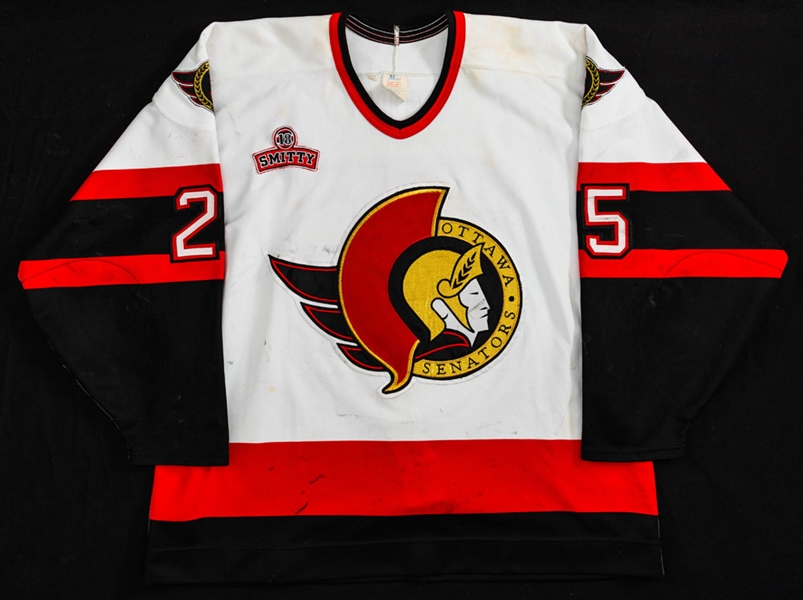 Pat Elynuik’s (1995-96) / Bruce Gardiner’s (1996-97) Ottawa Senators Game-Worn Jersey with MeiGray COR – Brian Smith Memorial Patch! – Team Repairs! 