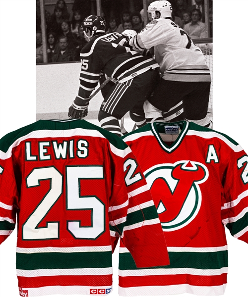 Dave Lewis Mid-1980s New Jersey Devils Game-Worn Alternate Captains Jersey (The Barry Meisel Collection)