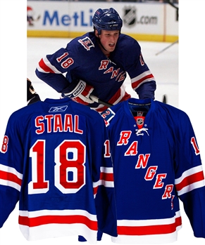 Marc Staals 2007-08 New York Rangers "Brian Leetch Night" Game-Worn Rookie Season 1st Period Jersey (The Barry Meisel Collection)  
