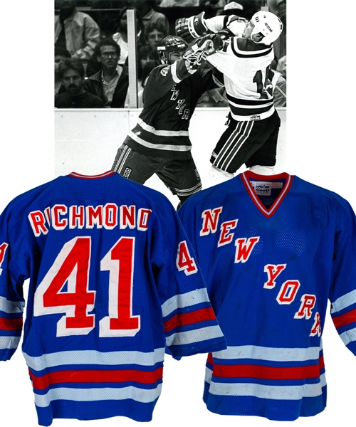 Steve Richmonds Mid-1980s New York Rangers Game-Worn Rookie Era Jersey - Team Repairs! (The Barry Meisel Collection)