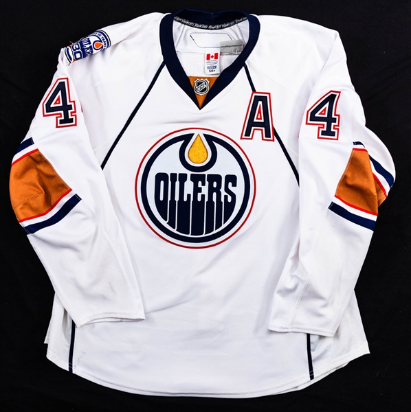 Sheldon Souray’s 2008-09 Edmonton Oilers Game-Worn Alternate Captains Jersey with LOA – Photo-Matched! 