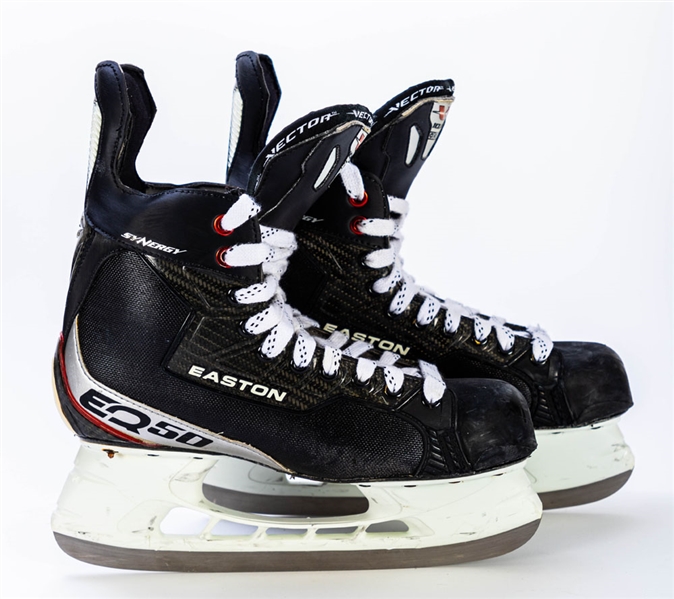 Zach Parise’s 2011-12 New Jersey Devils Easton Synergy EQ 50 Game-Used Skates with Team LOA and MeiGray COR