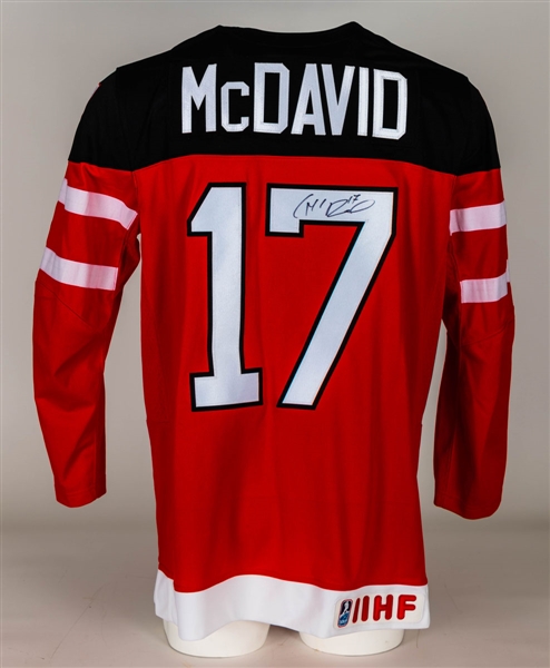 Connor McDavid Signed 2015 World Junior Hockey Championship Team Canada Nike Alternate Captain’s Jersey 