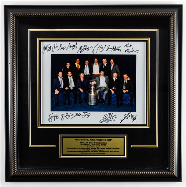 2009 NHL All-Star Celebration “All Stars, Champions All” Multi-Signed Framed Photo by 12 Including H. Richard, St. Louis, Modano (23 ¼” x 23 ¼”)