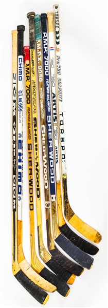 Montreal Canadiens Game-Used Stick Collection of 8 with Carbonneau, Naslund, Damphousse, Bellows, Corson, LeClair and Richer 