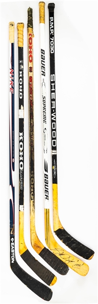 New York Rangers Game-Used Stick Collection of 5 with Beck, Graves and Tikkanen 