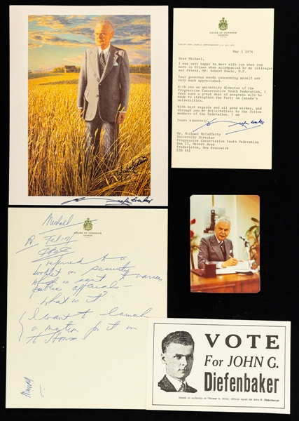 Canadian Prime Minister John Diefenbaker Memorabilia Collection of 12 Including a Signed Photo, Signed Letters and More with LOA