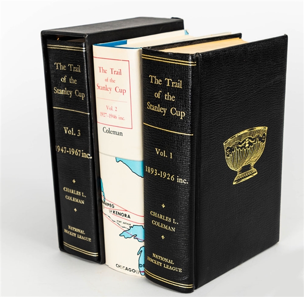 "The Trail of the Stanley Cup" Three-Volume Book Collection Including Leather-Bound Vol. 1 and 3