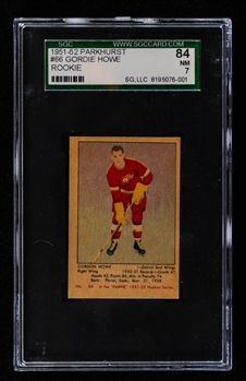1951-52 Parkhurst Hockey Card #66 HOFer Gordie Howe Rookie – Graded SGC 7