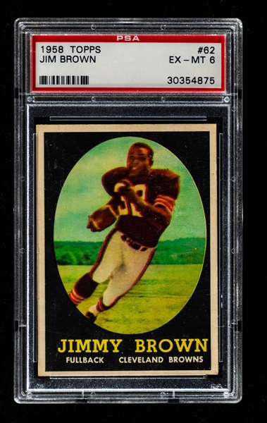 1958 Topps Football Card #62 HOFer Jim Brown Rookie - Graded PSA 6