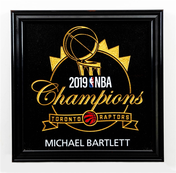 Toronto Raptors 2019 NBA Champions Granite Plaque Presented to Former MLSE Executive and Current Chief Operating Officer for Canada Basketball Michael Bartlett (14” x 14”)