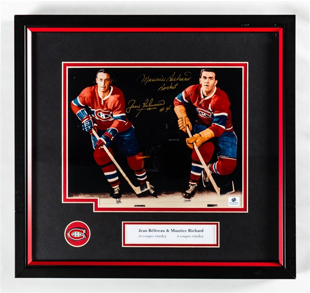 Deceased HOFers Maurice Richard and Jean Beliveau Montreal Canadiens Signed Photo and Display Collection of 6 with LOA 